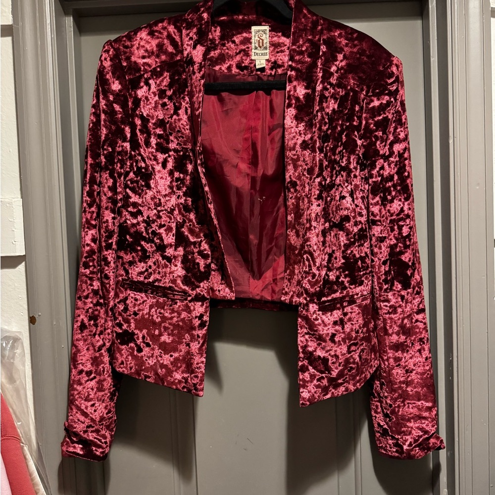 Decree Velvet Burgundy Blazer